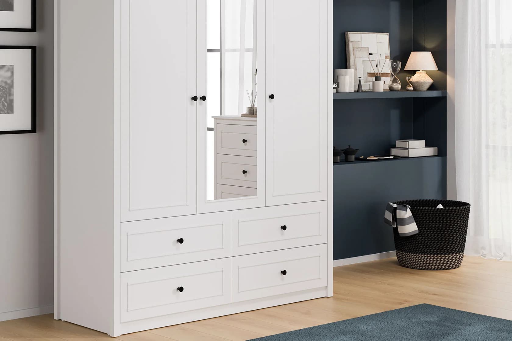 Sento 3 Doors Wardrobe with Drawers U Moon 5